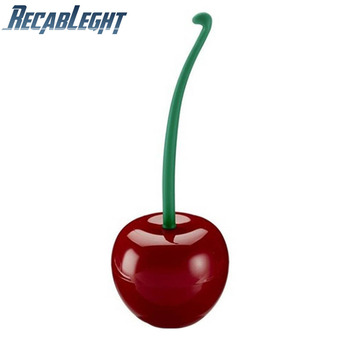 Recableght Lovely Wine Red Cherry Shape Plastic Toilet Brush Holder Set Cleaning Tool Good Cleaning Effect Durable Color Random